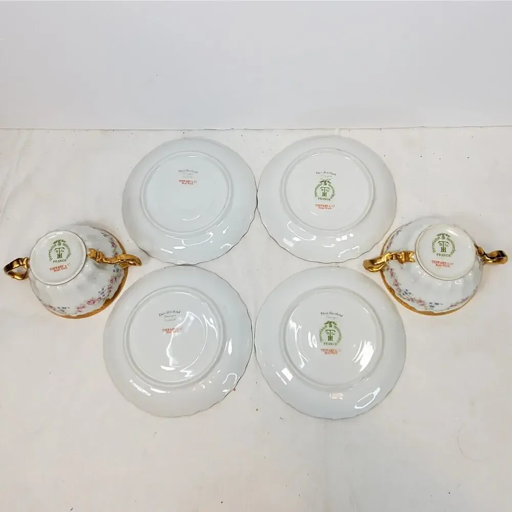 Antique Tiffany & Co NY Theodore Haviland Limoges Porcelain Bouillon Cups Saucer